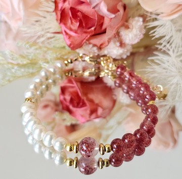 珍愛少女-超七毒液/草莓晶/天然淡水珍珠/愛情/人緣/水晶手鍊