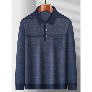 爸爸春秋季t恤長袖中年男士寬松打底衫薄款中老年人男裝爺爺上衣