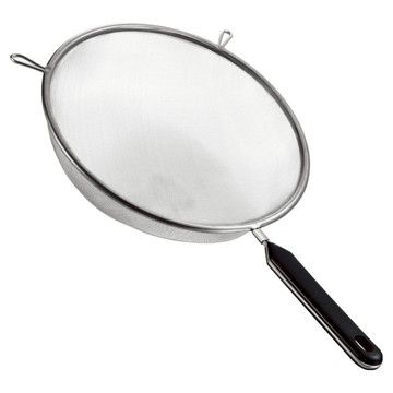 304不鏽鋼雙耳掛鉤濾網杓 黑柄  1個  直徑18cm