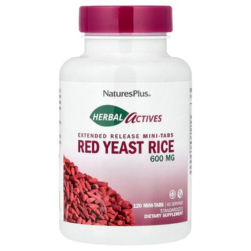 NaturesPlus, 草本活性物，紅曲米，120 片迷你片（每片 300 毫克）