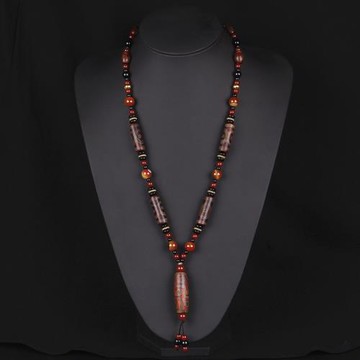 復古吊墜民族掛鏈精美青海西藏天珠項鏈男女瑪瑙長毛衣鏈旅游禮品