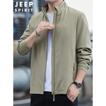 JEEP吉普夾克男士春秋款立領簡約商務休閑外套青年寬松大碼上衣男