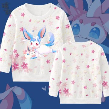 仙子伊布精靈寶可夢聯名口袋妖怪全幅圓領衛衣男女兒童裝學生長袖