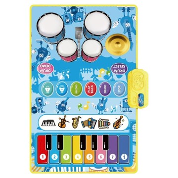二合一音樂毯 腳踏鋼琴爵士鼓親子跳舞毯  1個  藍色款  80 x 56.5cm