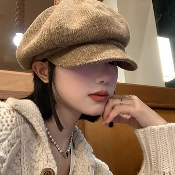 日系帽子 氛圍感帽子 百搭顯臉小帽子 八角帽 帽子女 復古貝雷帽 秋冬大頭圍顯臉小帽子 小文藝畫家帽 潮 ins風 保暖