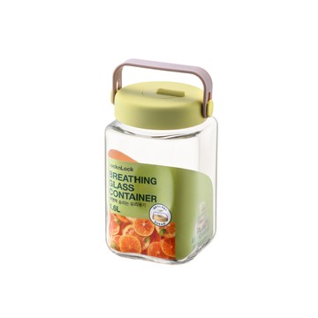 樂扣樂扣單向排氣玻璃密封罐1.6L-黃綠