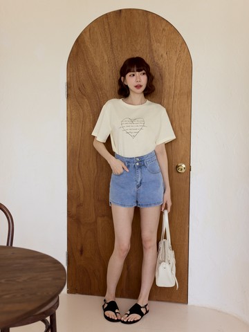 質感雙釦丹寧短褲