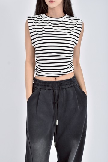 加購優惠(S) net質感棉質條紋黑色上衣