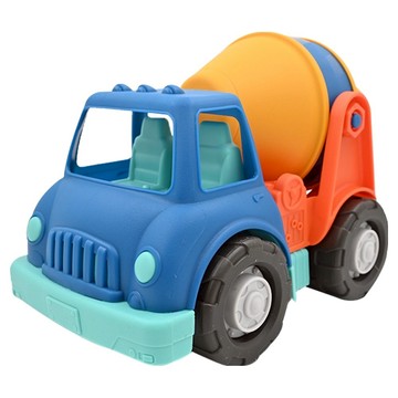 battat 科育感統玩具 圓周綠水泥車，仿真實造型，細節精緻，藍綠底橘黃色  30.5 x 17 x 19.5cm  1個