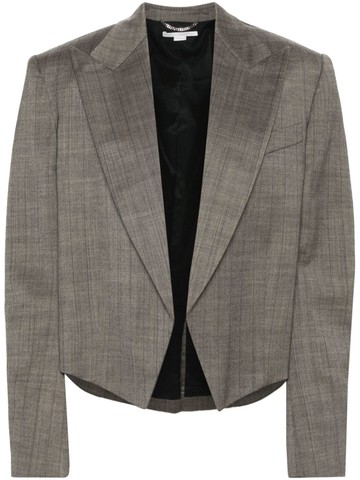Stella McCartney - cropped wool blazer - women - Wool/Elastane/Viscose/Cotton - 42 - Brown