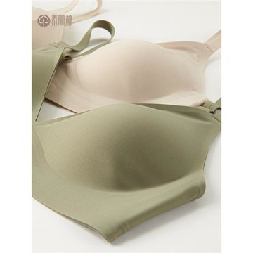 素肌棉果凍條一片式無痕無鋼圈內衣女夏薄款小胸聚攏深V文胸罩