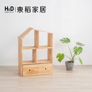 【H&D東稻家居】自然木語系列 -原木小木屋置物架(DIY自行組裝)