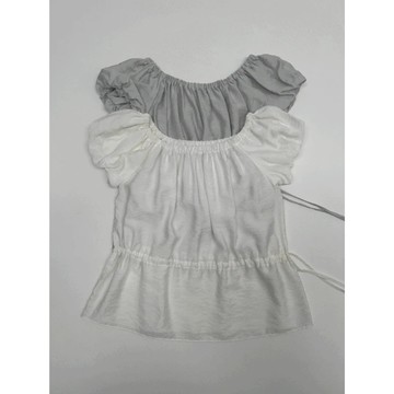 Codibook｜韓國 inchant me 荷葉邊泡泡短袖襯衫［預購］雪紡襯衫 女裝