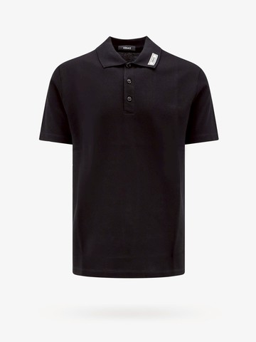 Cotton shirt polo with logoed label - VERSACE - gender_Man