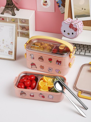 日式不銹鋼便當飯盒上班族小學生專用食堂打飯便攜分格餐盒套裝女