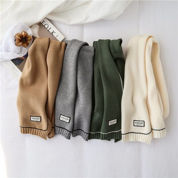 秋冬日系顯白軟妹圍脖百搭加厚學生圍巾簡約針織毛線文藝護頸1入