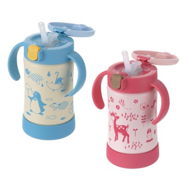 Richell 利其爾 不銹鋼吸管保溫水杯300ML(萌答答/花間鹿)|喝水杯|學習杯