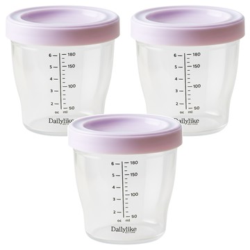 Dailylike Bonbon 嬰兒副食品透明刻度分裝罐  180ml  薰衣草紫色  3個