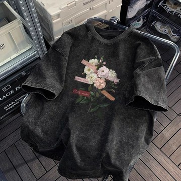 現貨！多款圖案可選！男生T恤 水洗休閑純棉素t 純棉水洗做舊短袖 素面 短袖上衣 oversize復古短t 短袖T恤