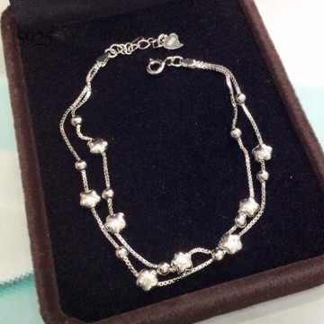 925純銀手鍊 手環-流行百搭迷人小花生日情人節禮物女飾品73dp213【獨家進口】【米蘭精品】