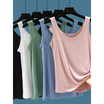 莫代爾背心吊帶女夏薄款大碼寬松顯瘦外穿上衣圓領無袖內搭口袋巾