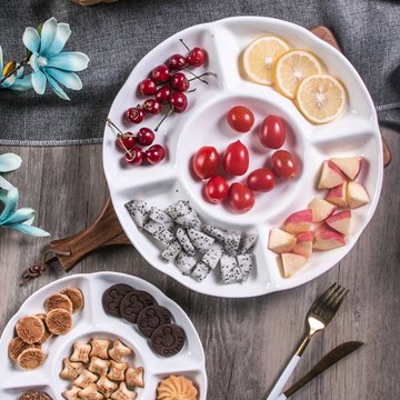 分格盤陶瓷多格小吃水果個性創意家用酒店餐具干果菜鹵水拼盤盤子