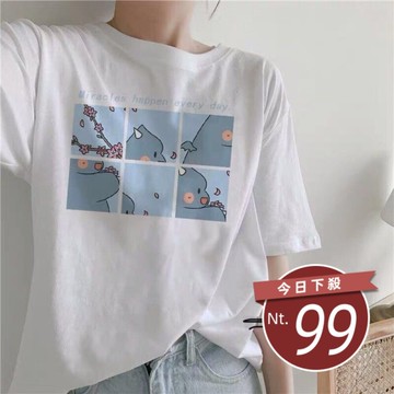 【台灣發貨】韓版小清新圓領短袖上衣 衣服 女裝 t恤 短袖t恤 上衣【T511】