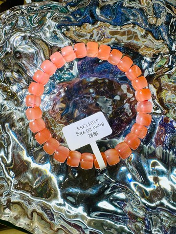 冰飄南紅透感橙花8mm20.98g直切珠護身平安辟邪護身符舒緩心神