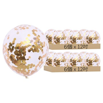 透明亮片氣球套裝  金色  12個