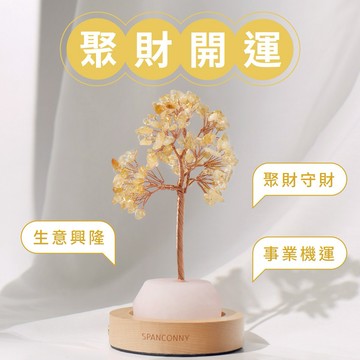 【SPANCONNY】聚財開運 | 黃水晶｜天然水晶許願樹 (搭配櫸木燈座)