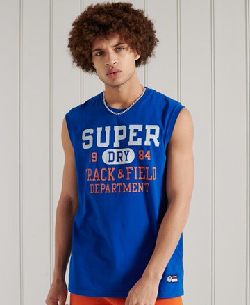 Superdry Men's Men's Track and Field Graphic Tank Top Blue / Mazarine Blue - Size: XS