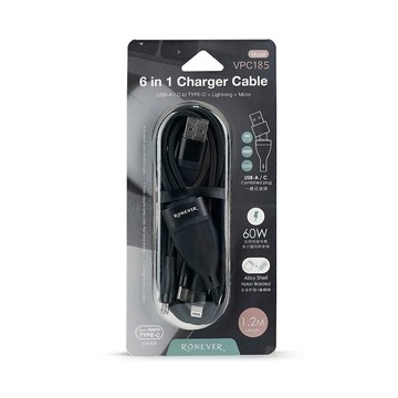 【廠商直送】RONEVER 6in1鋁合金編織線-60W-1.2m-多色任選