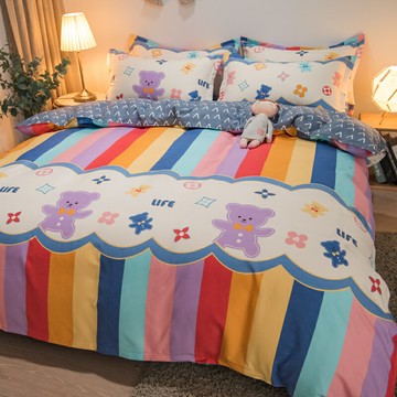 水洗棉床上四件套春夏款夏季床單三件套被套被罩學生宿舍女生單人