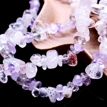 天然水晶碎石有孔長條鏈子半成品手工DIY飾品配件散珠串飾品
