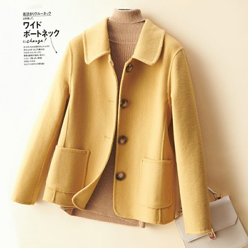 【巴黎精品】現貨+預購 真 100%羊毛大衣 毛呢外套-保暖短款韓版修身大口袋女外套4色p1ag72