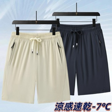 冰絲速乾短褲 大碼五分褲 吸濕排汗 運動短褲 彈力透氣短褲 素面 居家短褲 涼感短褲 冰絲短褲 休閒短褲 大尺碼短褲