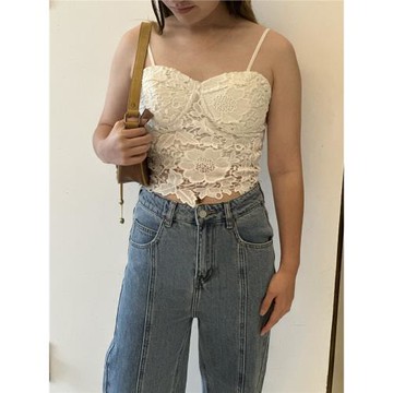 葡萄miki 日本D甜美少女夢幻仙氣重工蕾絲吊帶打底背心 自帶胸墊