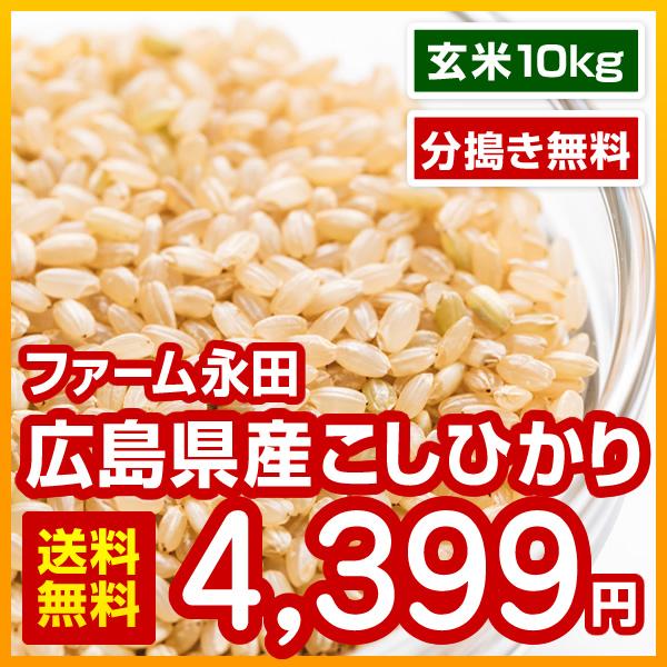 広島県産 ファーム永田のコシヒカリ 玄米 10kg(5kg×2) 分搗き無料 令和5年産 安心栽培 送料無料（※北海道・沖縄・離島を除く）お米 米