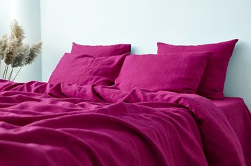 紫紅色麻被套 / 柔軟麻/ 被套 / 被套