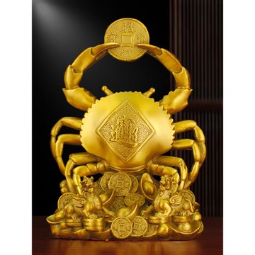 八方來財螃蟹擺件純銅橫財將軍富甲天下家居裝飾辦公書桌工藝禮品