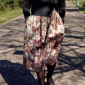 手染環保數位印花布-花葉移印連身裙