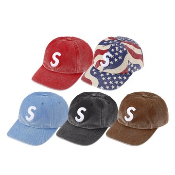 Supreme 做舊染色 S Logo 6 Panel 水洗帽子 美國國旗/藍/黑/咖/紅 SS26H3