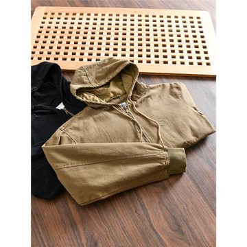 渠道訂單！全棉水洗刺繡！外貿尾貨男士秋季休閑寬松連帽夾克外套