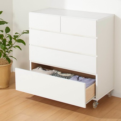 特価のおすすめ チェスト4段 幅76-90cm 奥行435mm プッシュタイプ