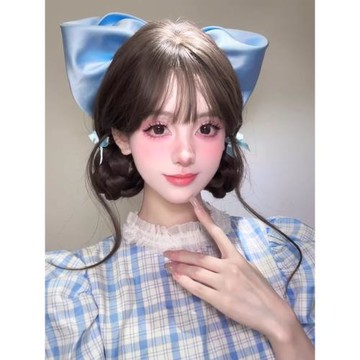 夸張藍色蝴蝶結緞面發夾立體大號公主頭飾甜美時尚小眾氣質發卡女