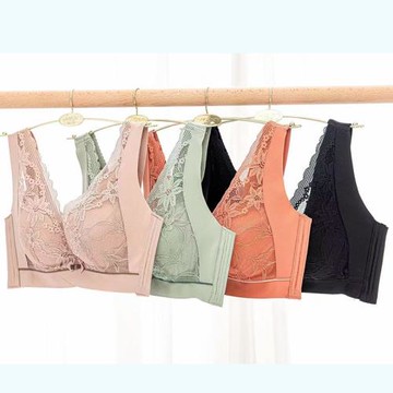 蝶雪婷文胸無鋼圈中厚款背心式全罩杯性感蕾絲聚攏上托B杯內衣213