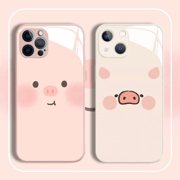 趣味小豬表情適用於iPhone17手機殼新款蘋果13玻璃16plus防摔15promax全包14pro創意12