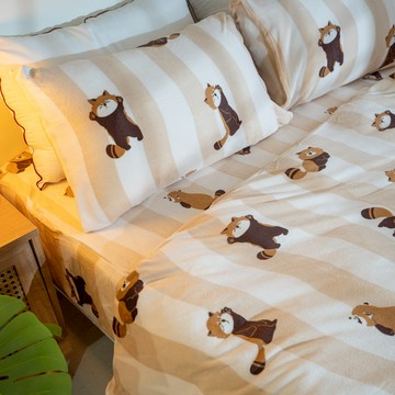 慵懶小熊貓 法蘭絨床包兩用毯組 溫暖舒適   (單/雙/加大 可選)  棉床本舖