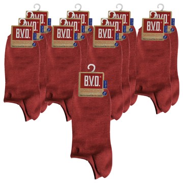 B.V.D. 男款超低襪口隱形襪 紅磚色 - BN701 80%棉  24~26cm