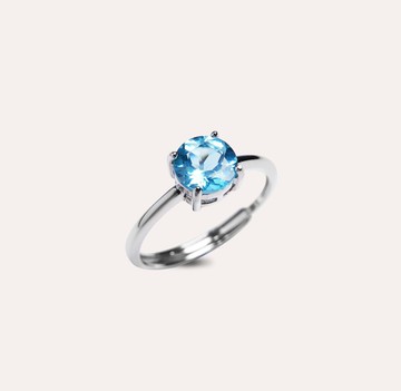 安珠 磷灰石 藍色 圓形 6mm 戒指 經典系列 Round 寶石銀飾 AND